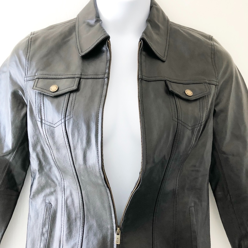 Black Leather Jacket Size Small   Guillaume Brand